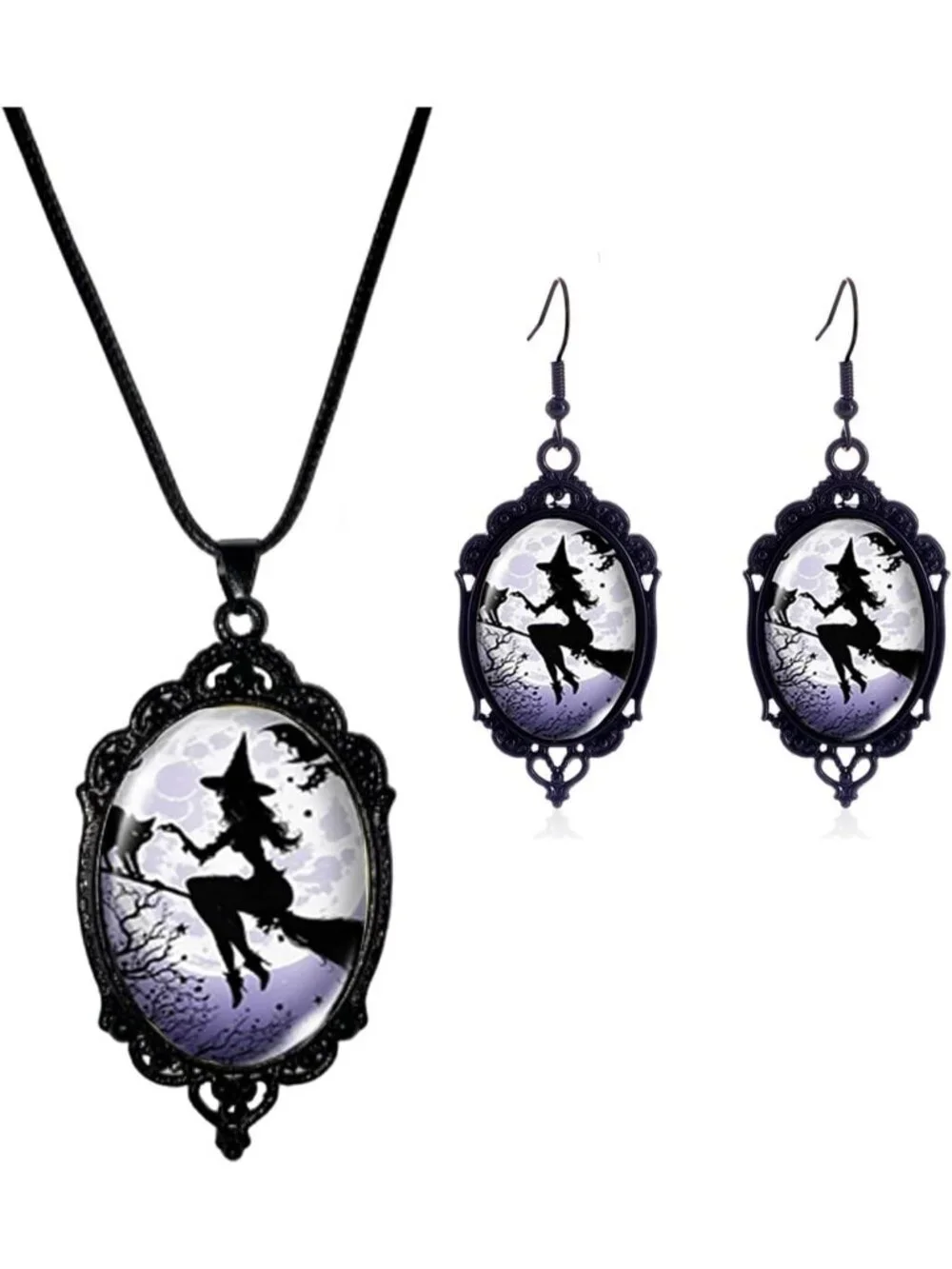 Women’s Grey Jewelry Set Blue Halloween Victorian Punk Gothic Necklace Earring